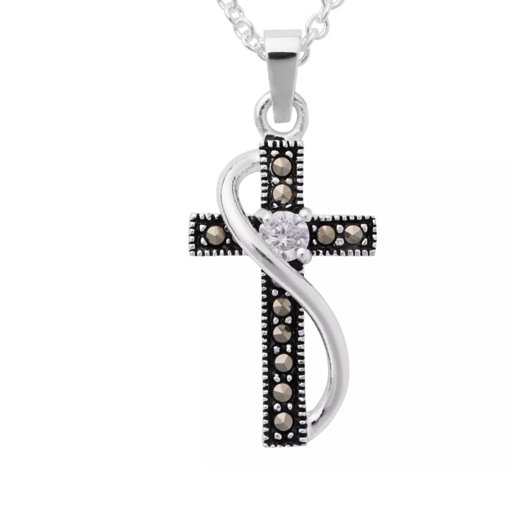 🎉Host Pick🎉 NWT! Beautiful Marcasite Cubic Zirconia Cross Pendant!